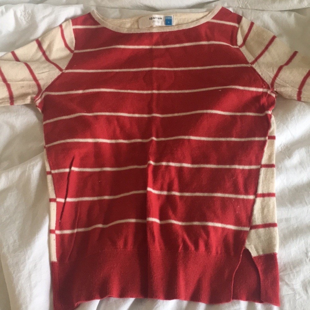 Red & White Striped Anthropologie Sweater